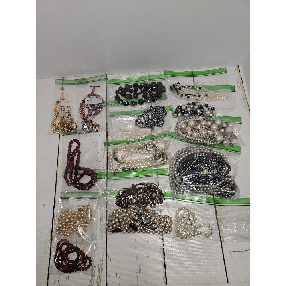 Vintage Faux Pearl Necklace Lot Mixed Styles Classic Costume Jewelry x16 Pieces